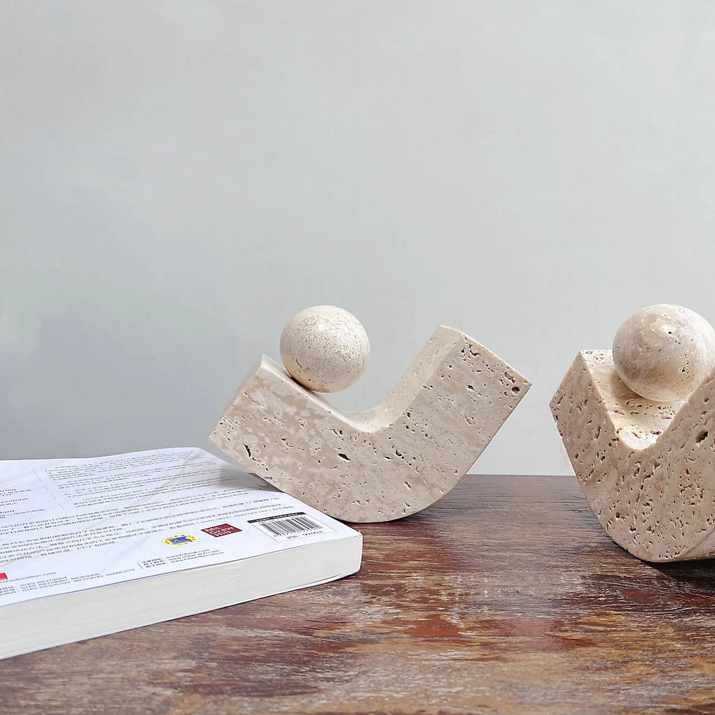 Light Yellow Travertine Sculptural Decorative Object