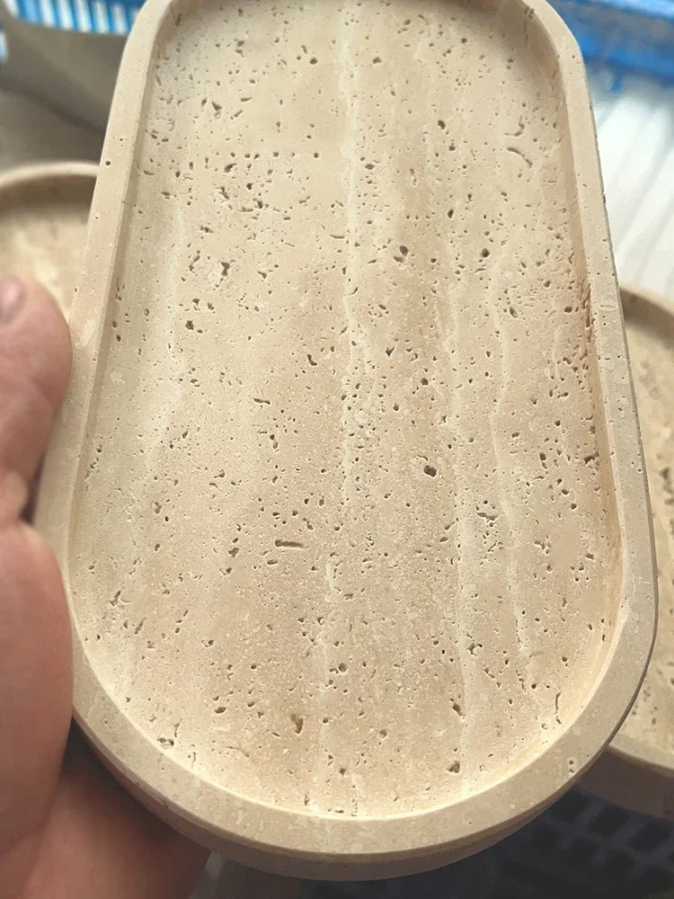 Natural Stone Elliptical Decorative Tray