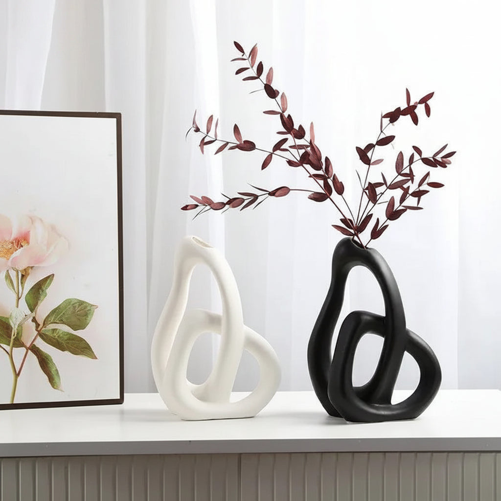 Nordic Sculptural Ceramic Vase – Irregular Modern Decor