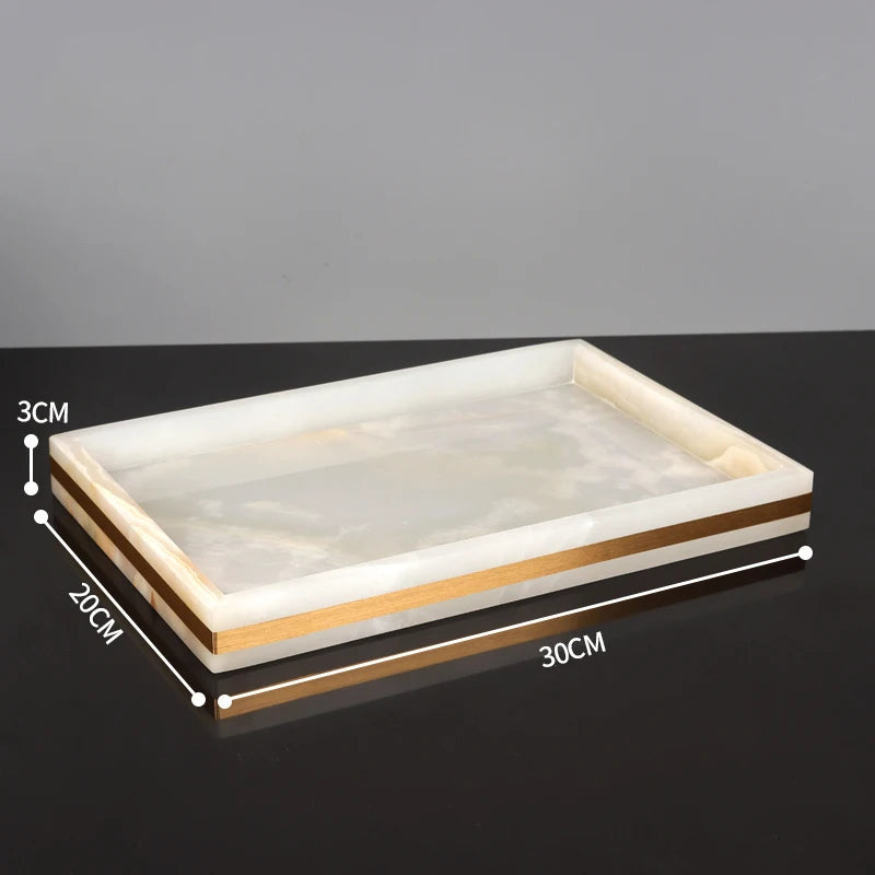 White Onyx Marble Vanity Tray