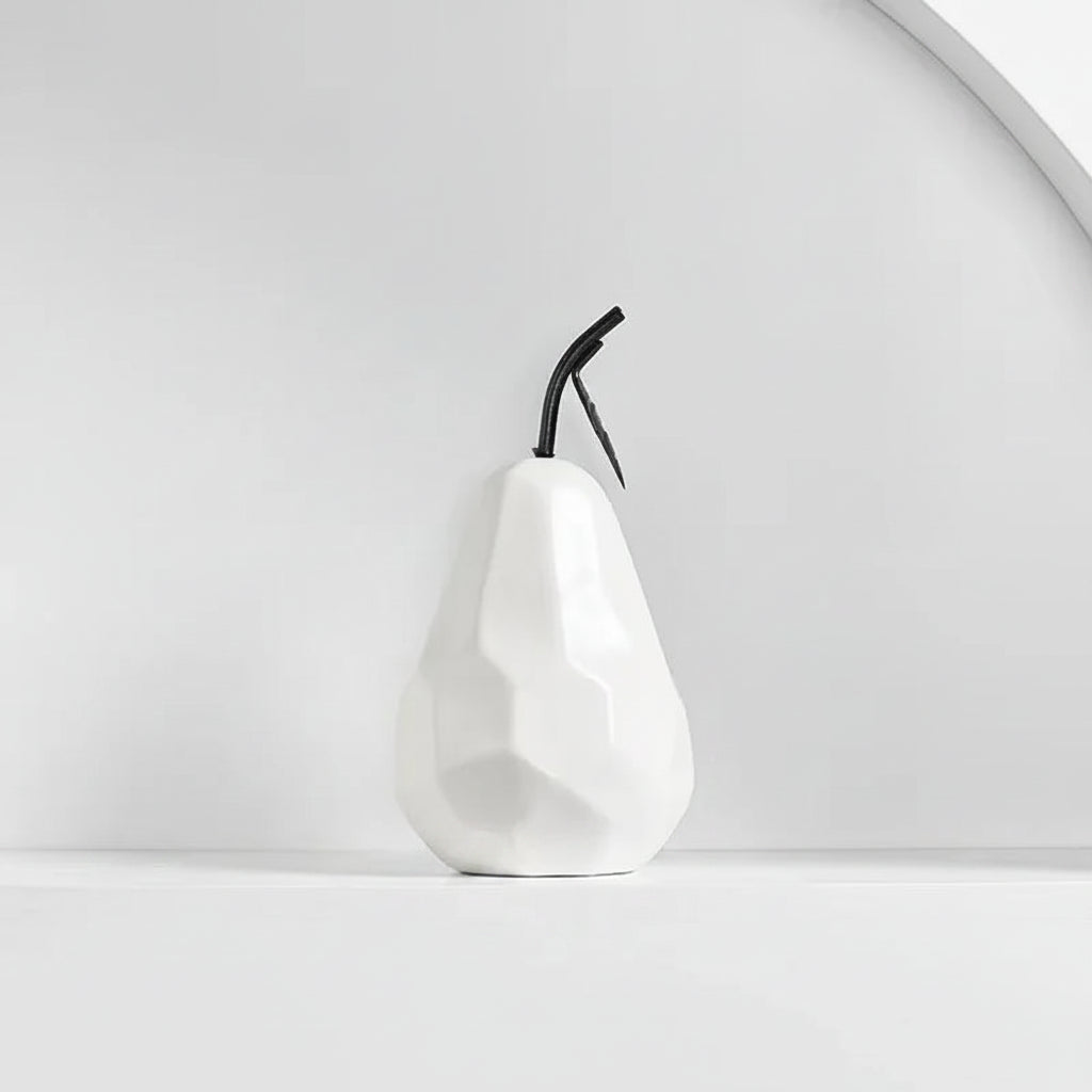 Geometric Ceramic Apple & Pear Sculptures | Modern Decorative Accent