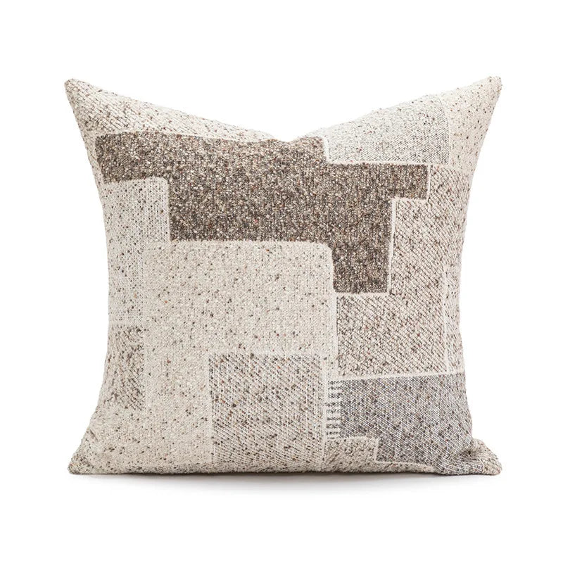 Embroidered Patchwork Cushion Cover – Textured Boho Accent Pillow