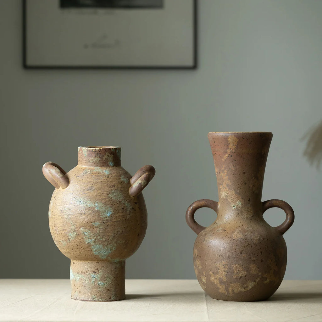 Rustic Wabi-Sabi Ceramic Vase – Textured Vintage Home Decor