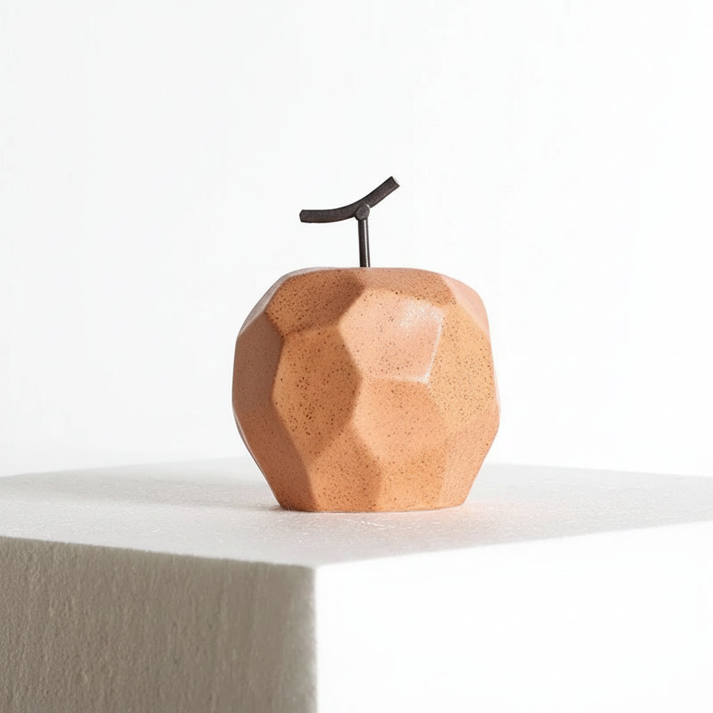 Geometric Ceramic Apple & Pear Sculptures | Modern Decorative Accent