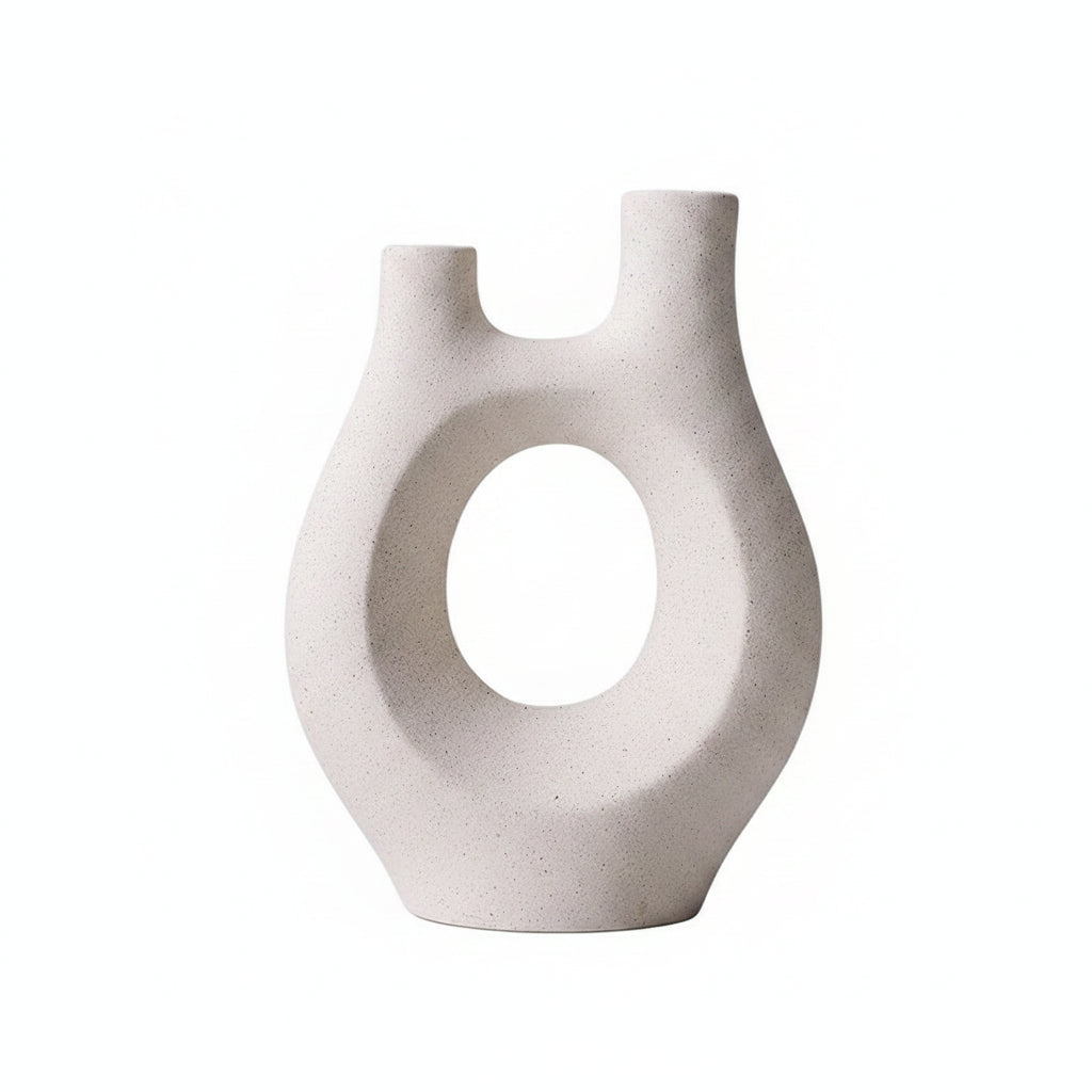 Minimalist White Ceramic Vase – Sculptural Home Decor