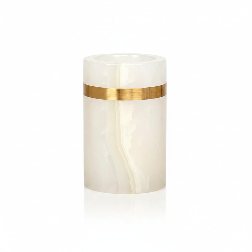 White Onyx Marble Bathroom Tumbler