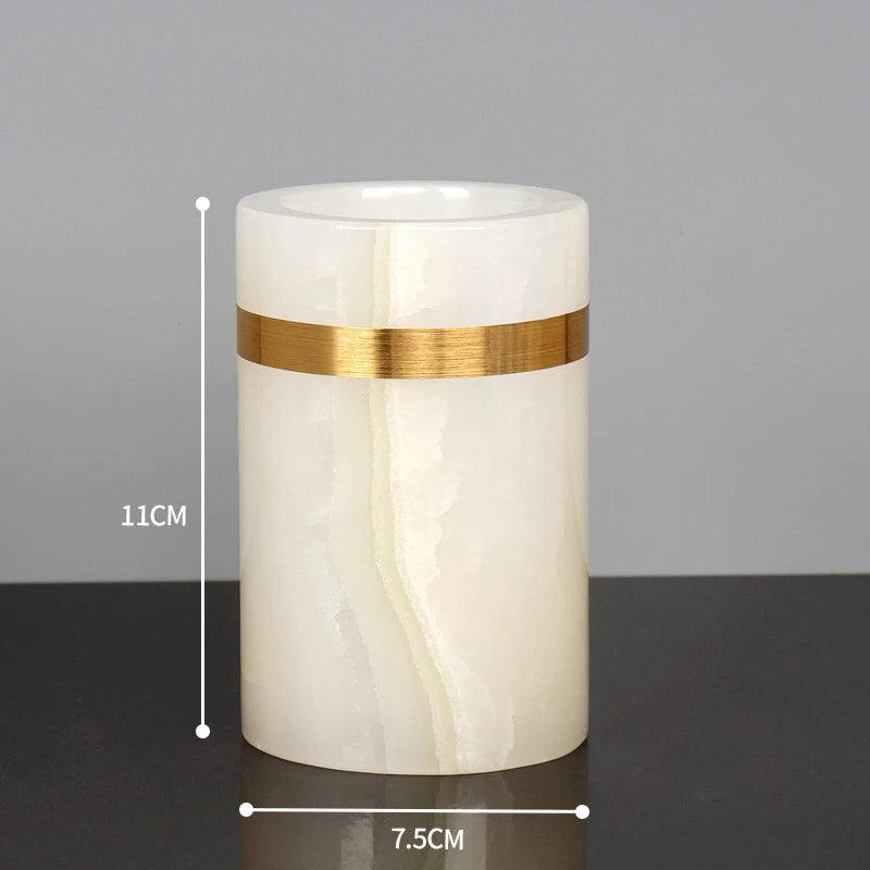 White Onyx Marble Bathroom Tumbler