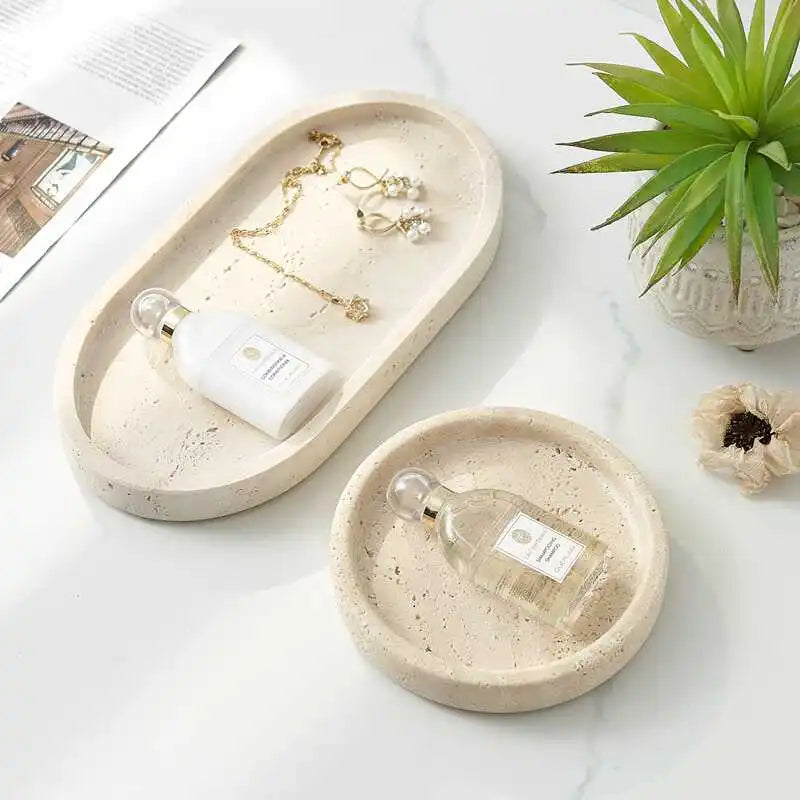 Natural Stone Elliptical Decorative Tray