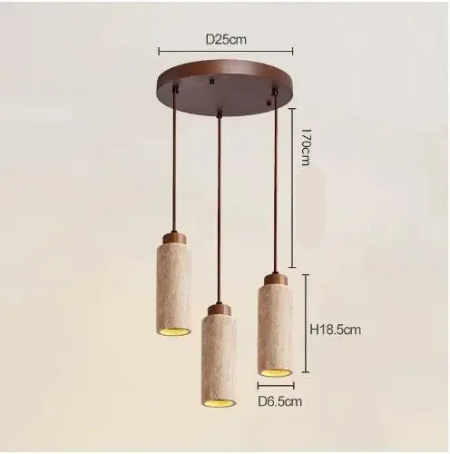 Natural Travertine & Wood Pendant Light