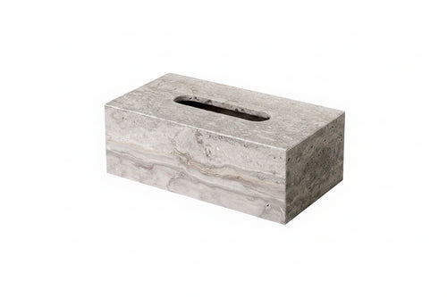 Gray Travertine Tissue Box Cover – Natural Stone Bathroom Decor