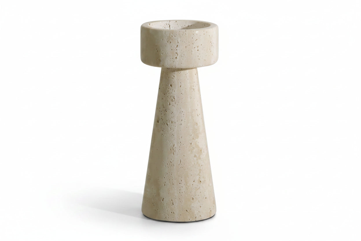 Natural Travertine Candle Holder – European Stone Decor