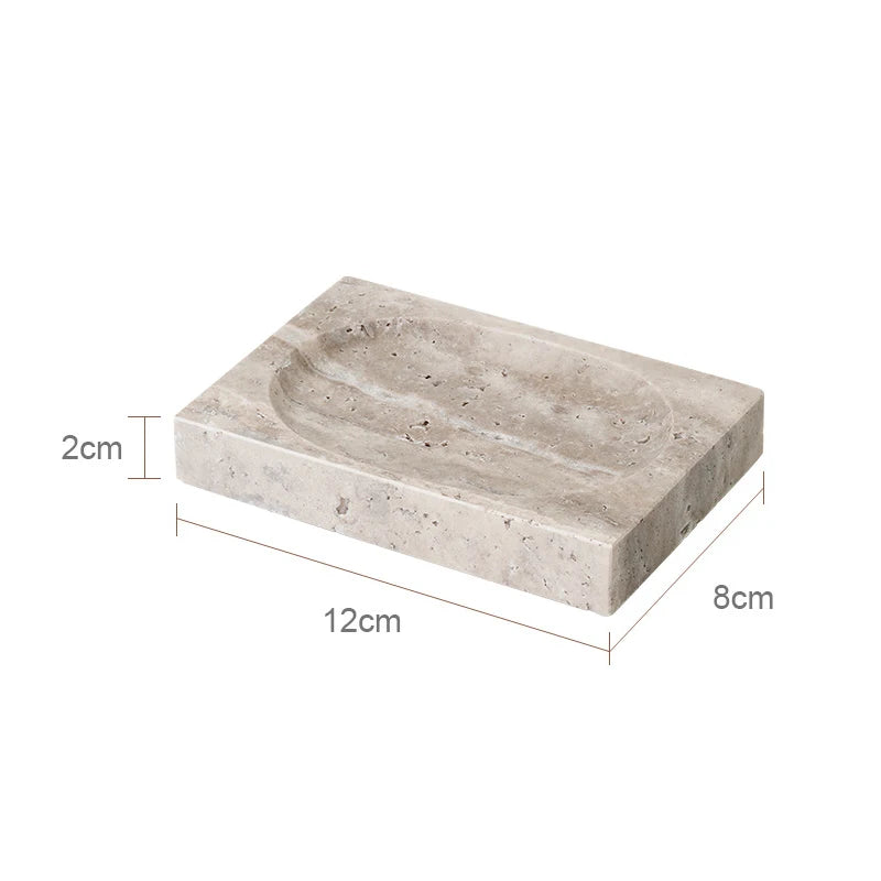 Gray Travertine Soap Dish – Modern Bathroom Accessory