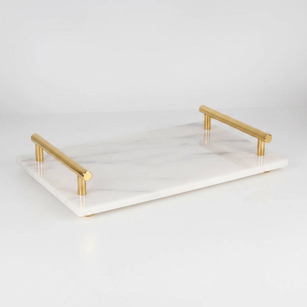 White Onyx Marble Vanity Tray
