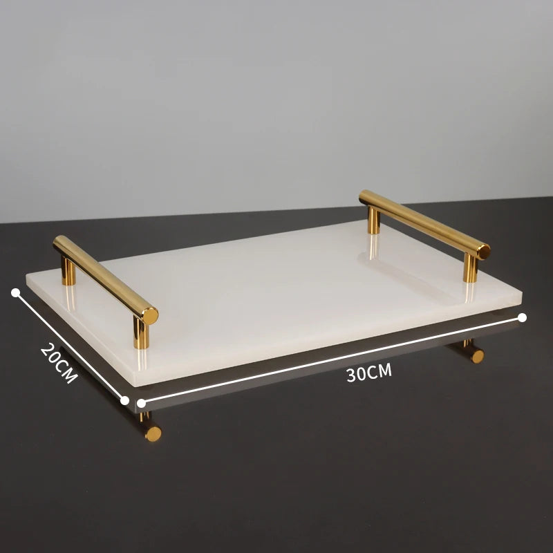 White Onyx Marble Vanity Tray