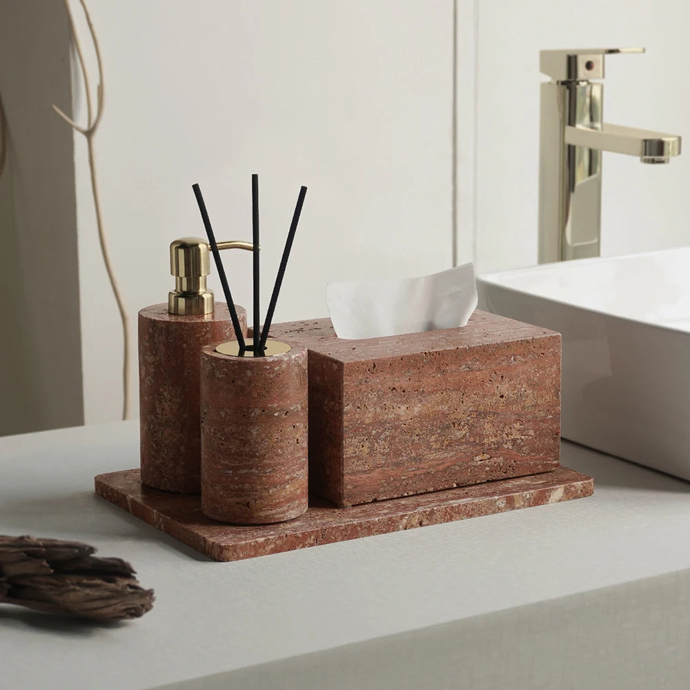 Red Travertine Reed Diffuser – Natural Stone Home Fragrance