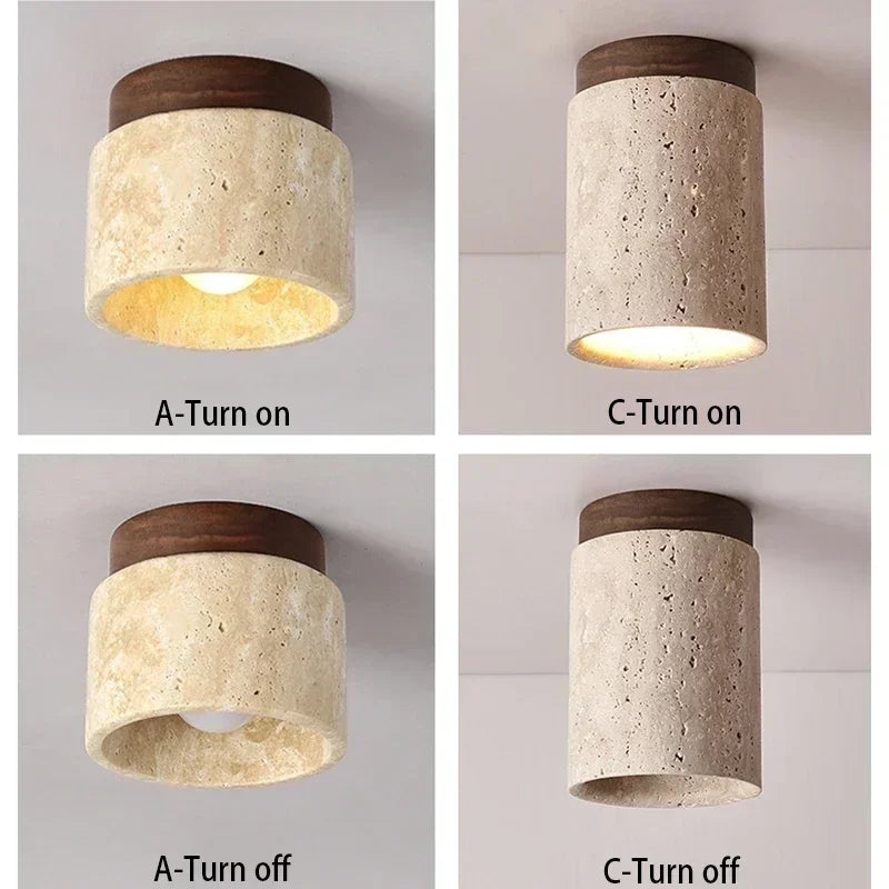 Lámpara de Techo de Travertino Natural | Diseño Moderno y Minimalista para Interior