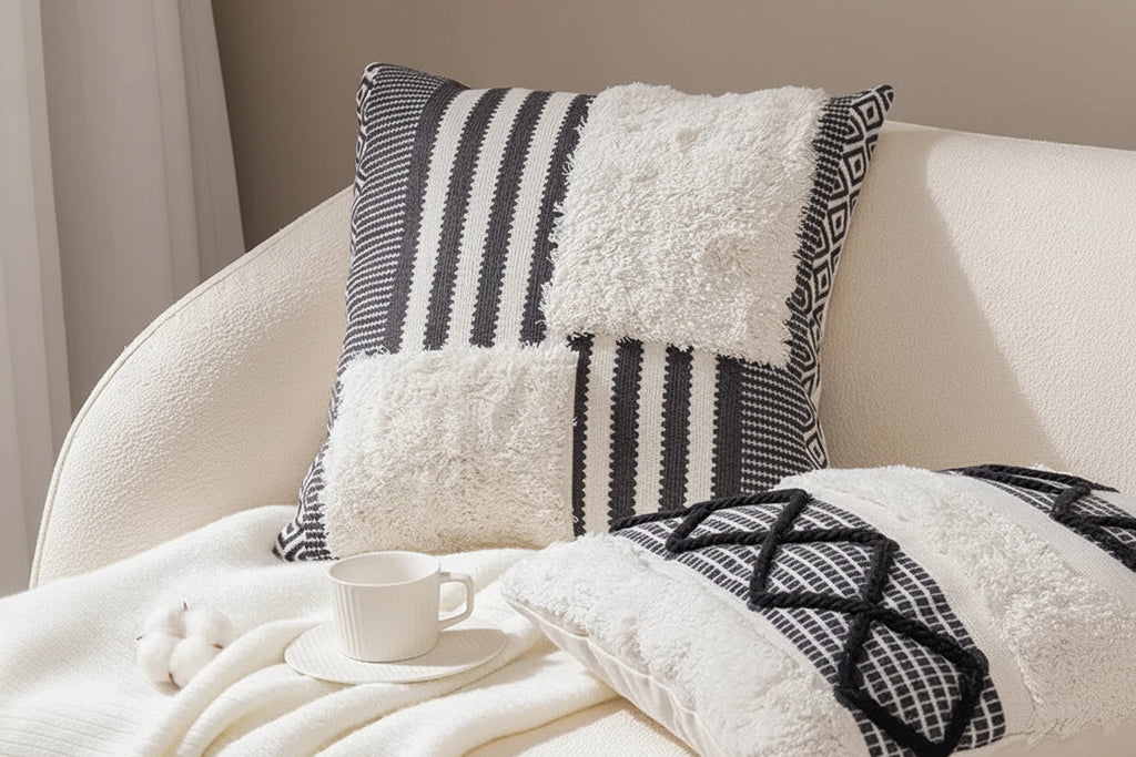 Tufted Geometric Cushion Cover – Modern Decorative Pillow