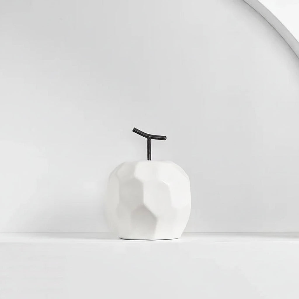 Geometric Ceramic Apple & Pear Sculptures | Modern Decorative Accent