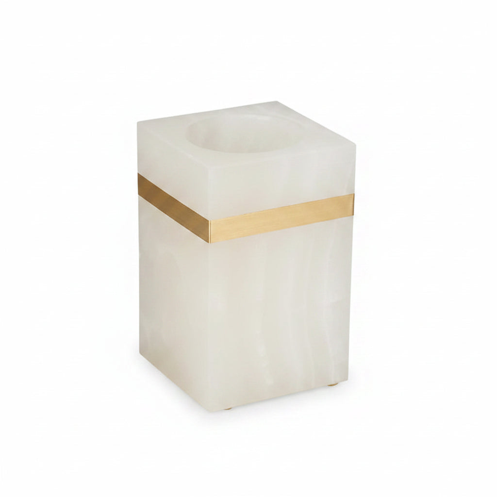 White Onyx Marble Toothbrush Holder