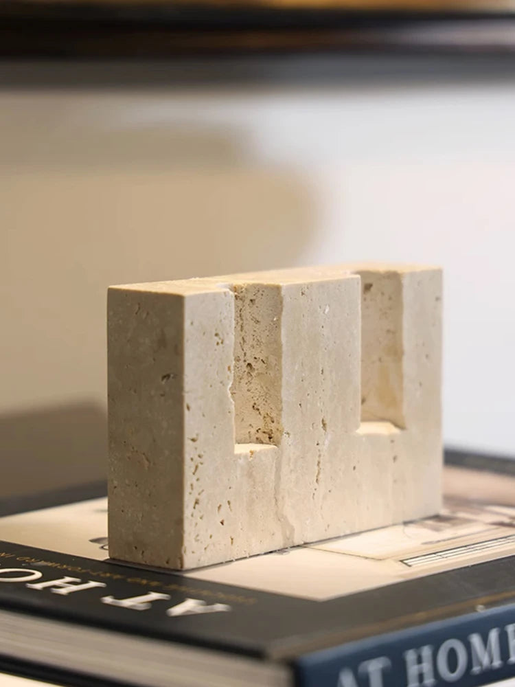 Natural Travertine Candle Holder – Wabi-Sabi Stone Decor