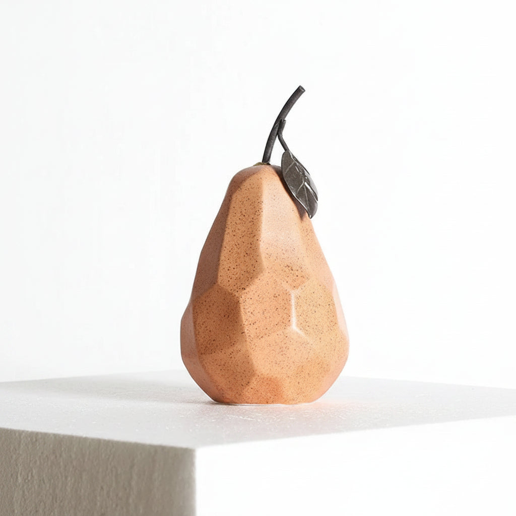 Geometric Ceramic Apple & Pear Sculptures | Modern Decorative Accent