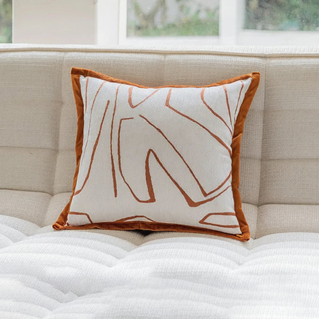 Embroidered Jacquard Cushion Cover – Modern Geometric Design