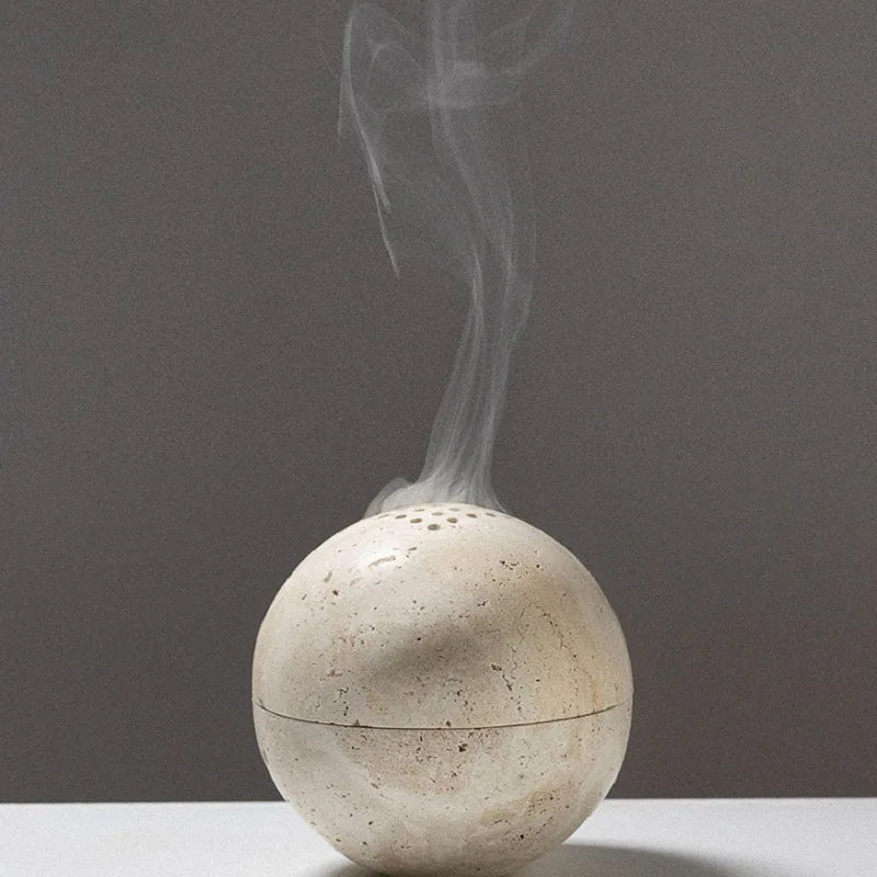 Natural Travertine Incense Holder – Wabi-Sabi Stone