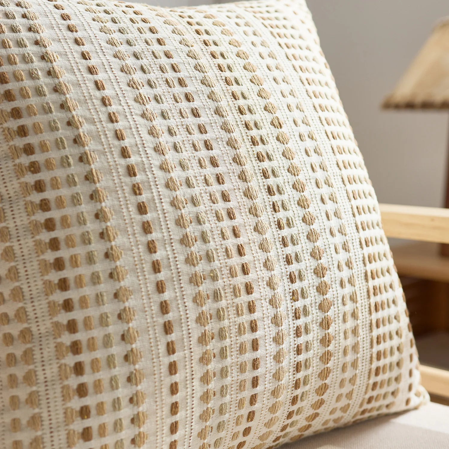 Textured Jacquard Dot Cushion Cover – Boho Geometric Pillowcase