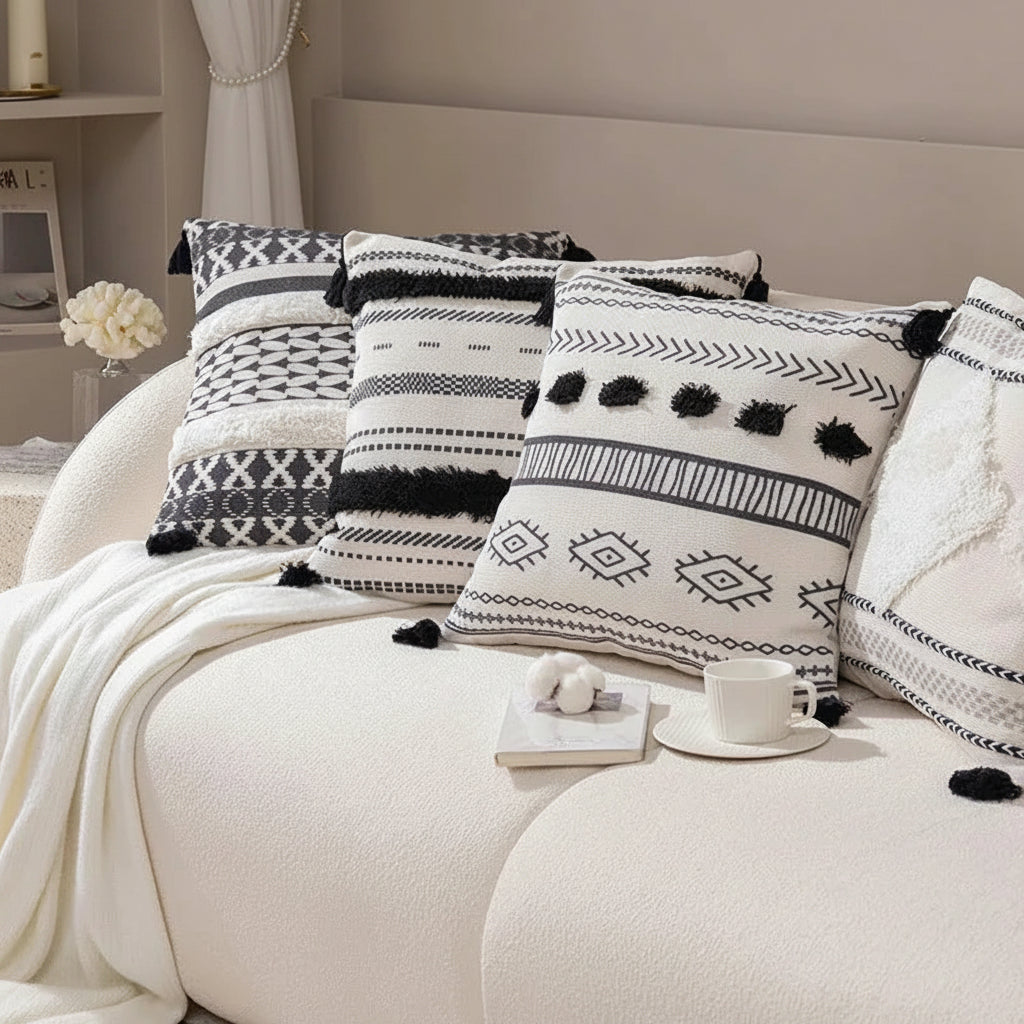 Tufted Geometric Cushion Cover – Modern Decorative Pillow