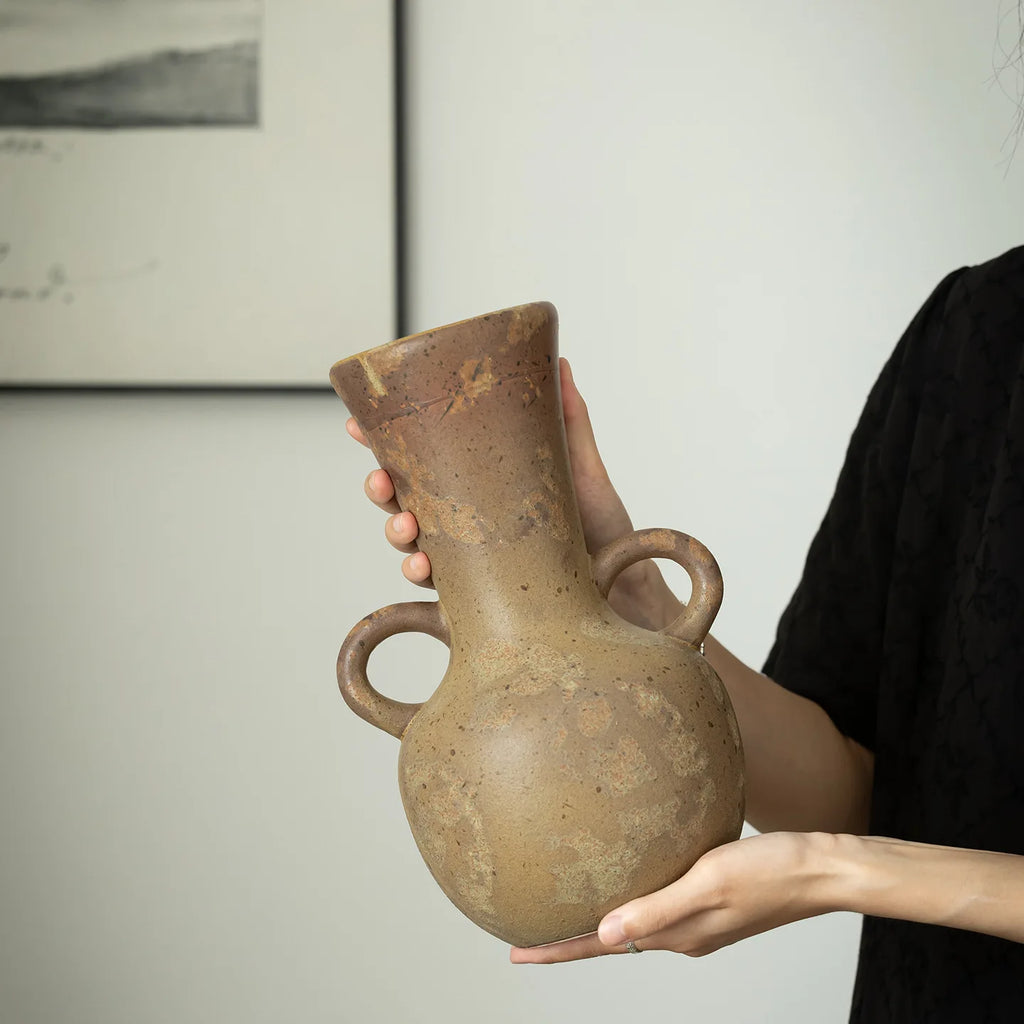 Rustic Wabi-Sabi Ceramic Vase – Textured Vintage Home Decor