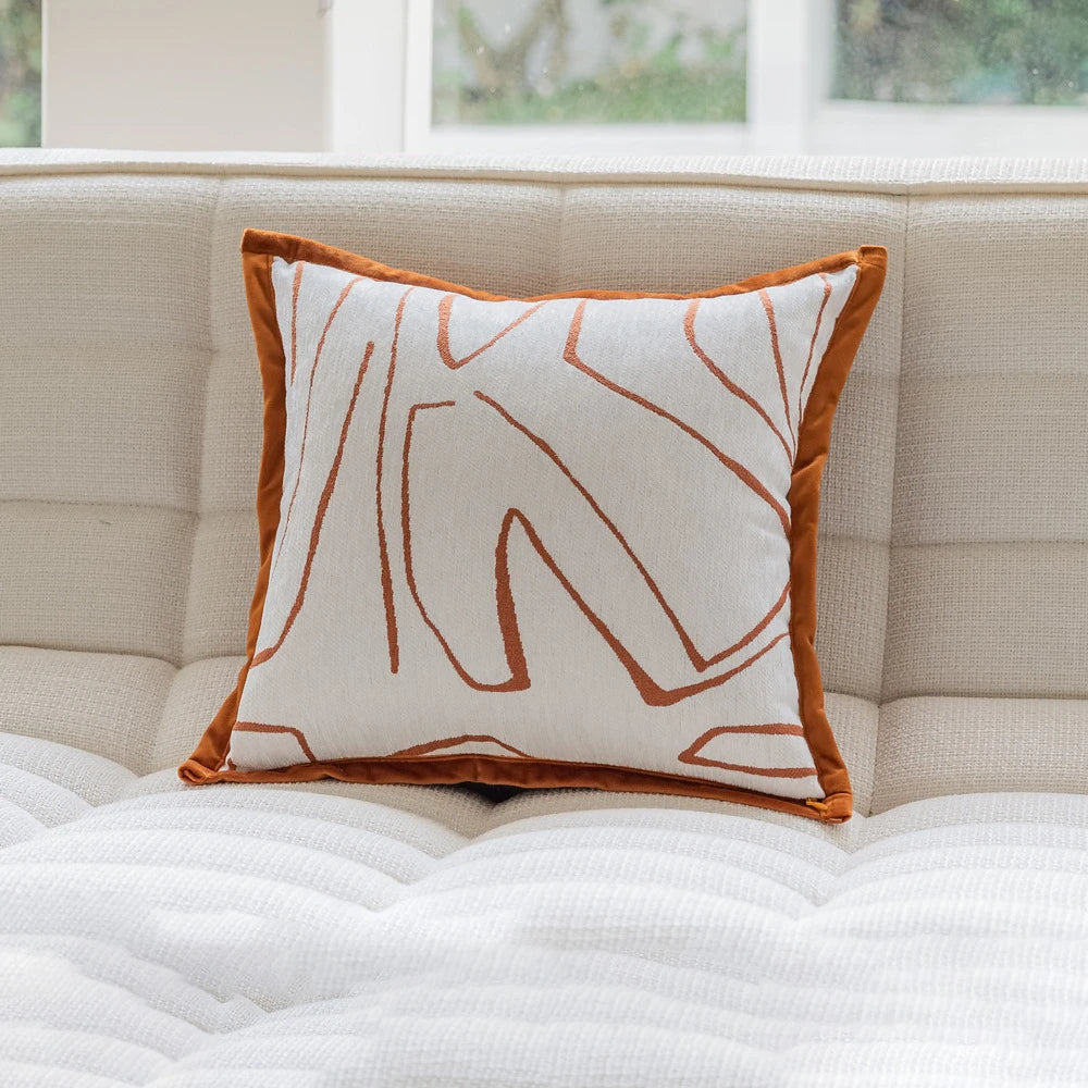 Embroidered Jacquard Cushion Cover – Modern Geometric Design