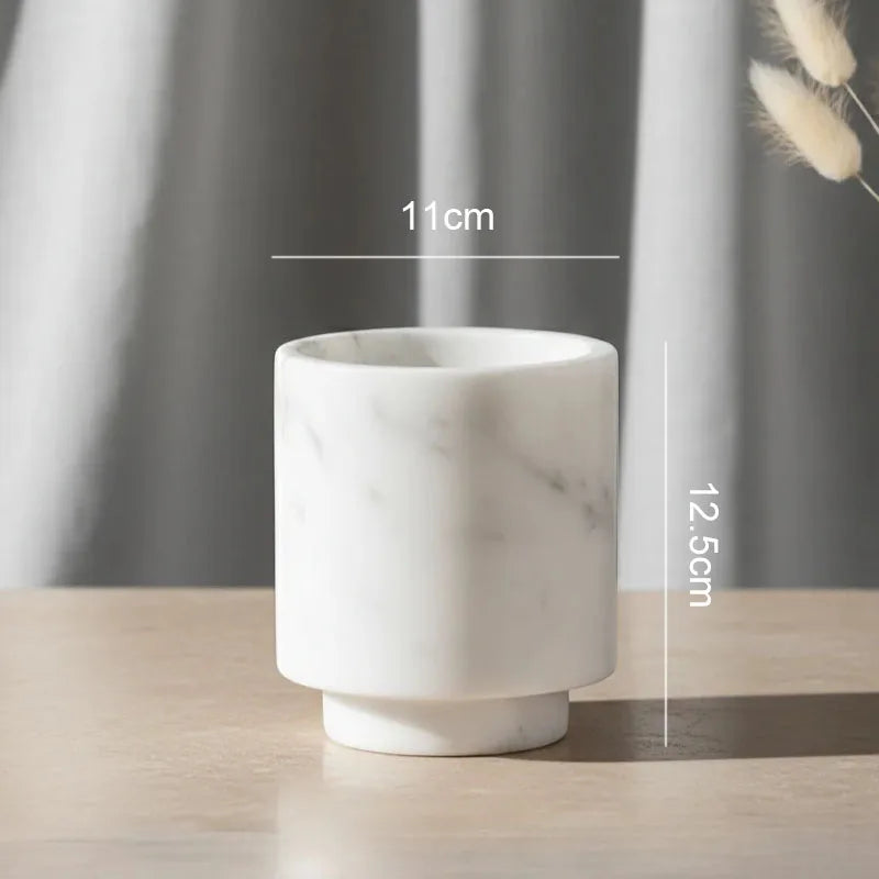 Natural Ivory Marble Vase – Cylindrical Modern Decor