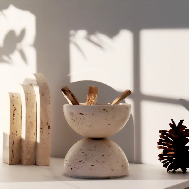Natural Travertine Incense Holder – Wabi-Sabi Stone