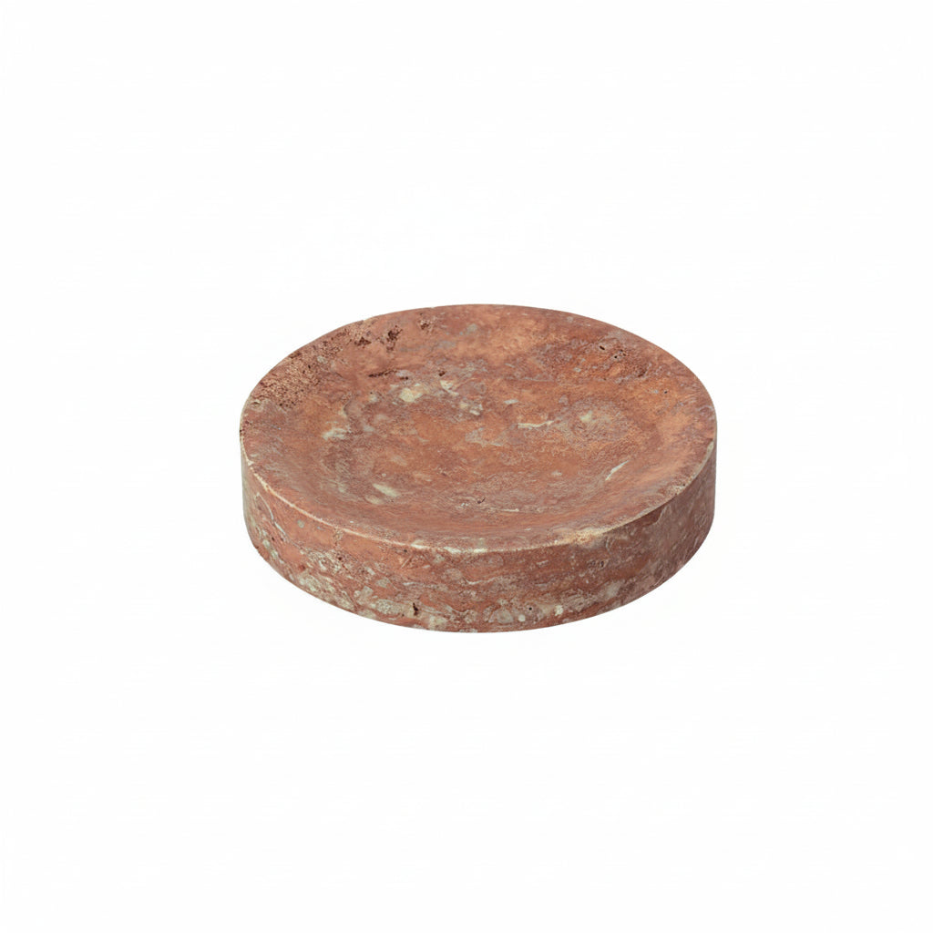 Red Travertine Soap Dish – Natural Stone Bathroom Decor