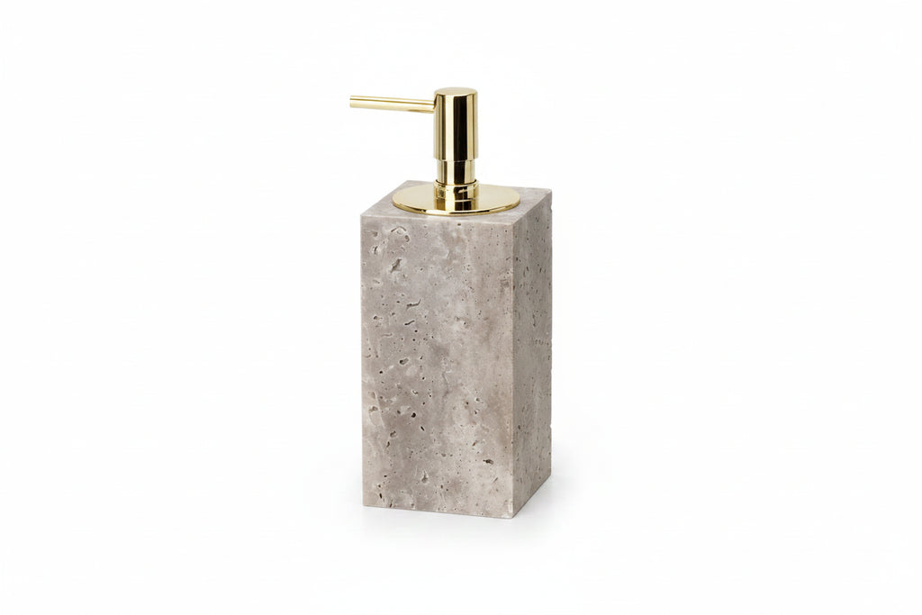 Gray Travertine Soap Dispenser – Modern Bathroom Accessory