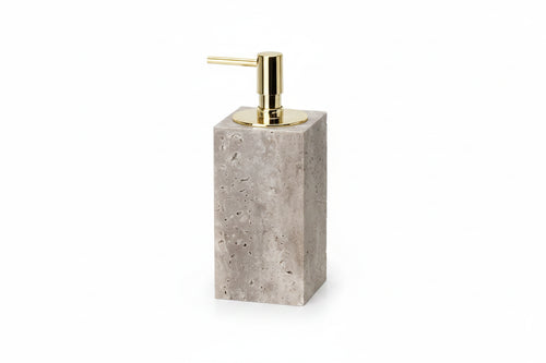 Gray Travertine Soap Dispenser – Modern Bathroom Accessory