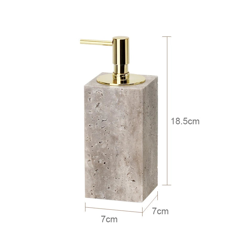 Gray Travertine Soap Dispenser – Modern Bathroom Accessory