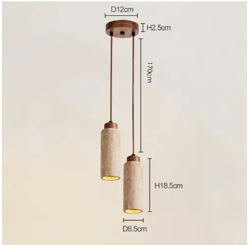 Natural Travertine & Wood Pendant Light