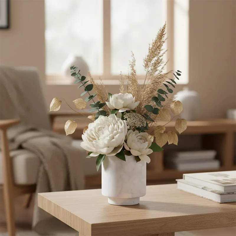 Natural Ivory Marble Vase – Cylindrical Modern Decor
