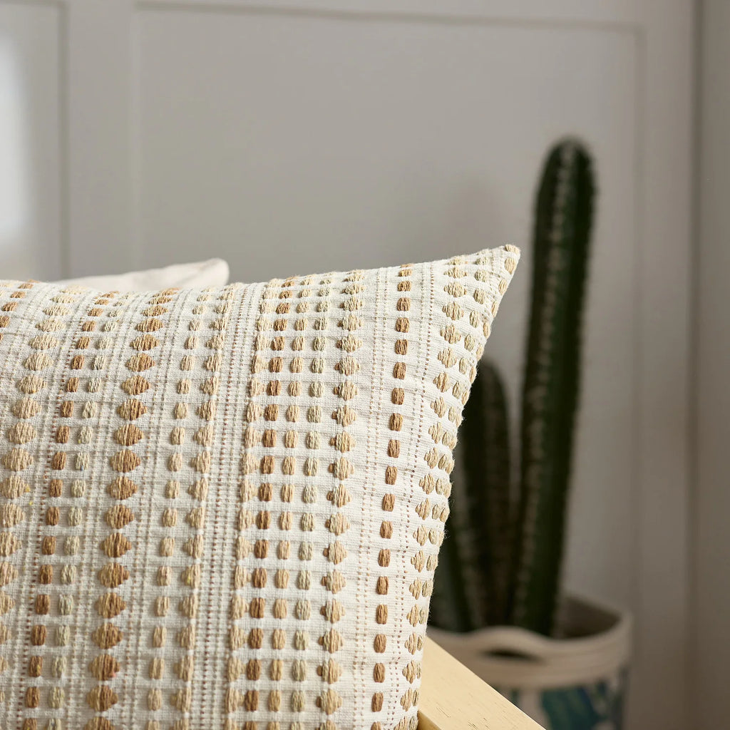 Textured Jacquard Dot Cushion Cover – Boho Geometric Pillowcase