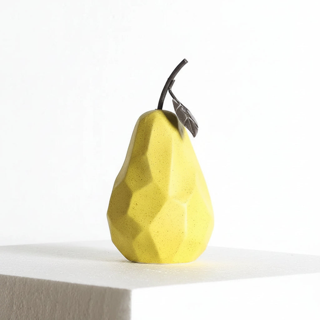 Geometric Ceramic Apple & Pear Sculptures | Modern Decorative Accent