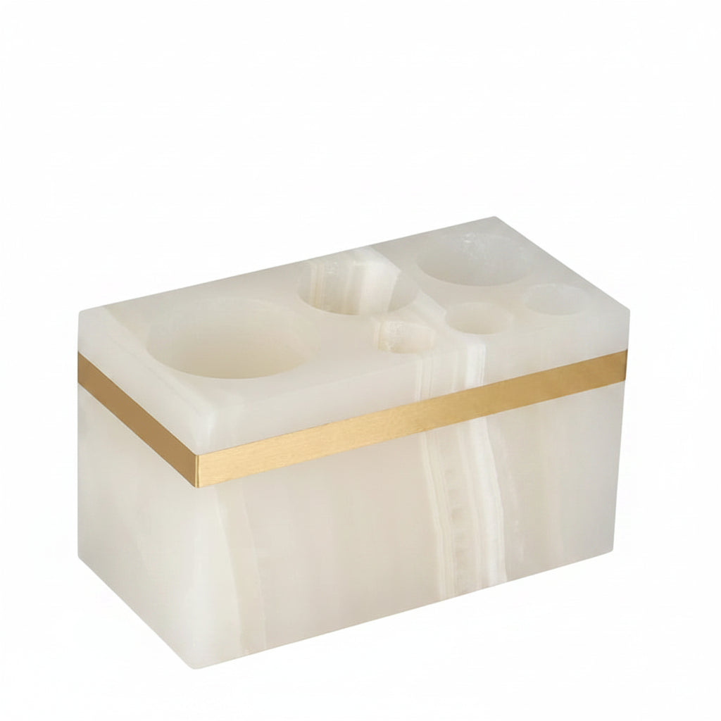 White Onyx Marble Toothbrush Holder