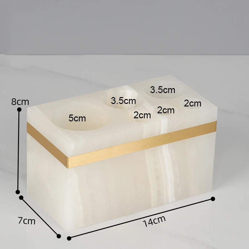 White Onyx Marble Toothbrush Holder