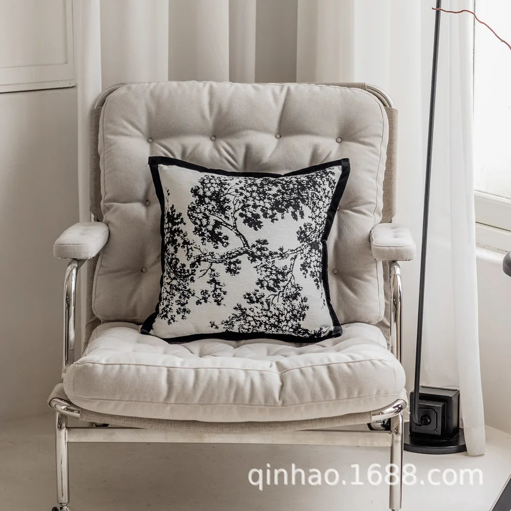 Embroidered Jacquard Cushion Cover – Modern Geometric Design