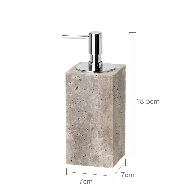 Gray Travertine Soap Dispenser – Modern Bathroom Accessory