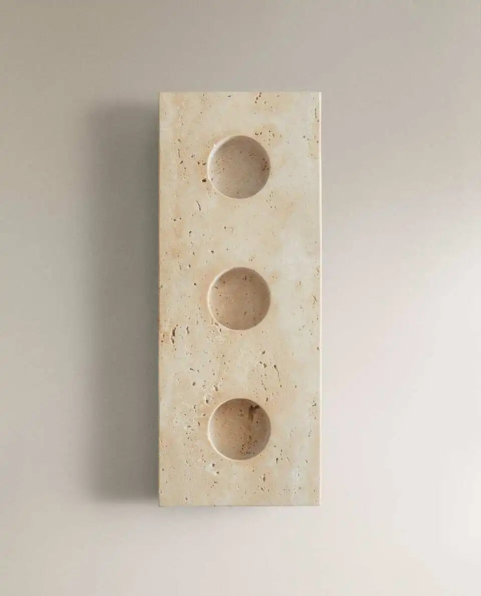 Natural Travertine Triple Tea Light Holder