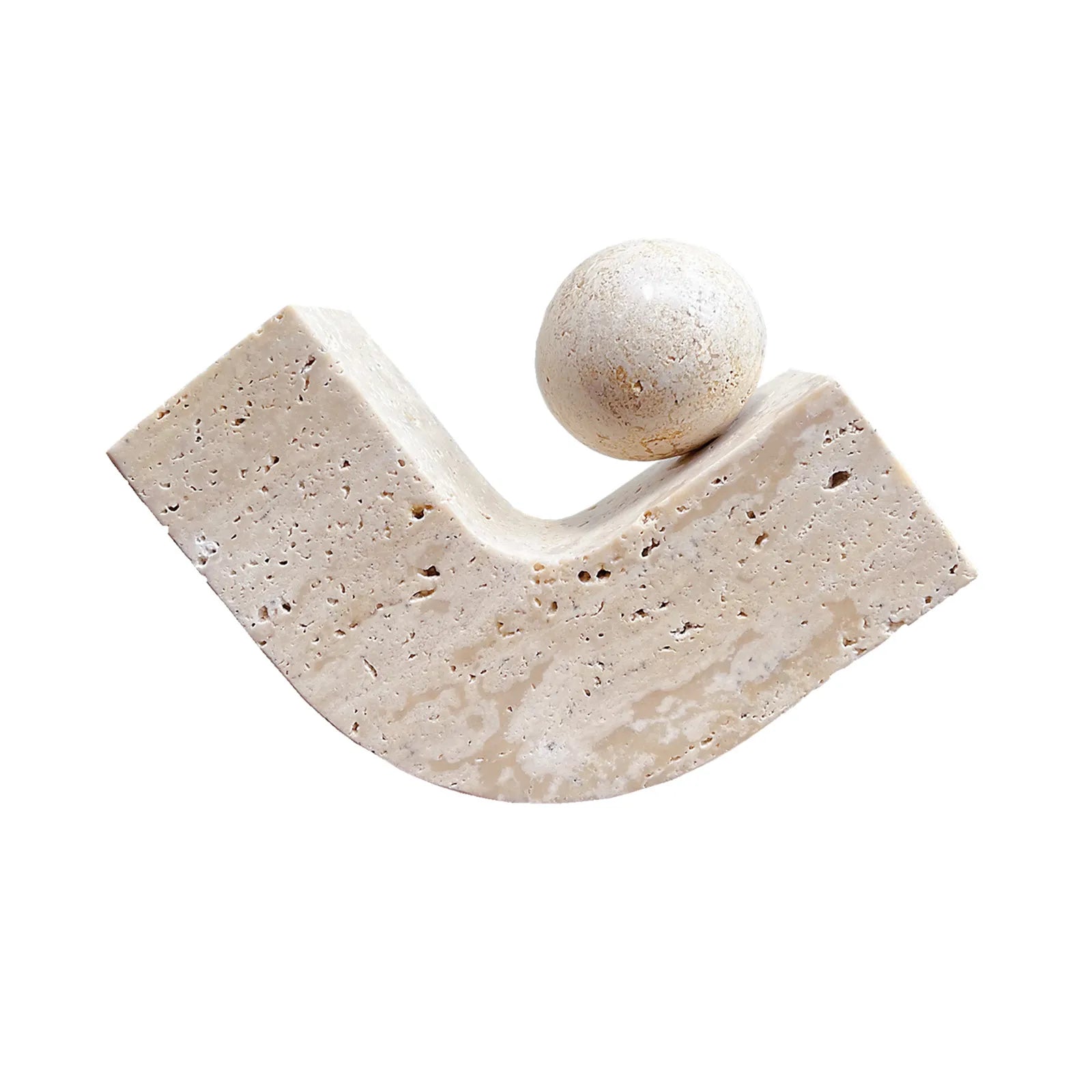Light Yellow Travertine Sculptural Decorative Object