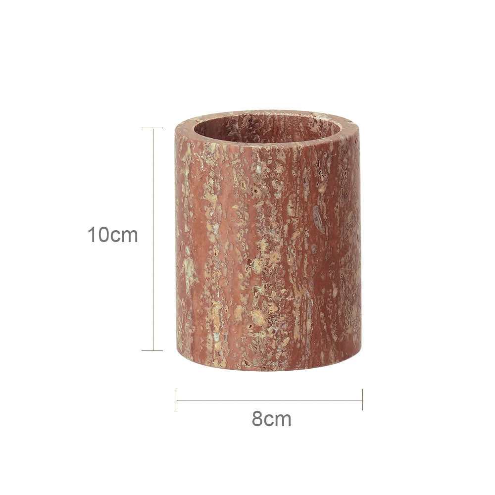 Red Travertine Toothbrush Tumbler – Natural Stone Bathroom Decor