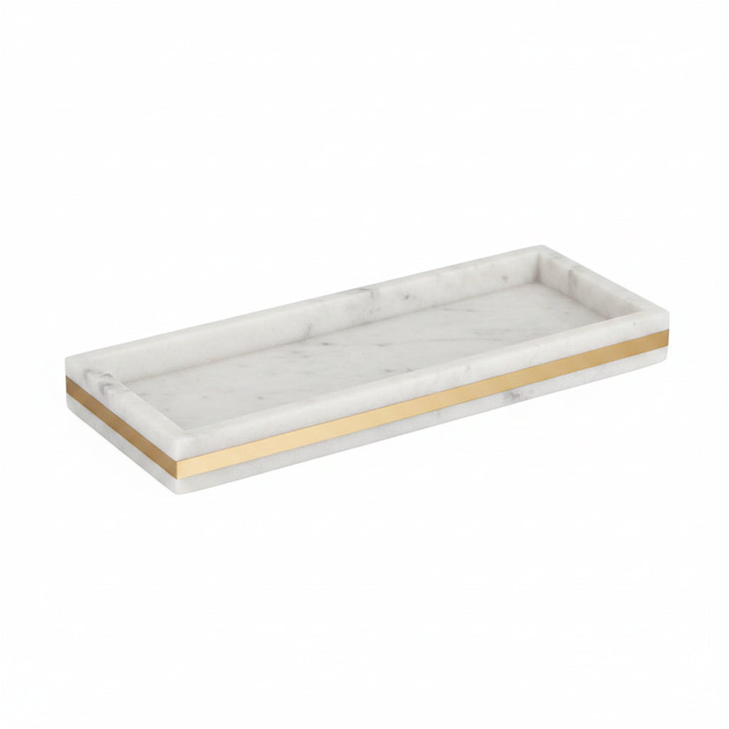 White Onyx Marble Vanity Tray