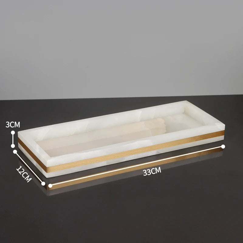 White Onyx Marble Vanity Tray